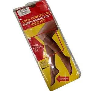 NEW NOS Vintage Total Comfort Top Sheer Sandalfoot Knee Hi's